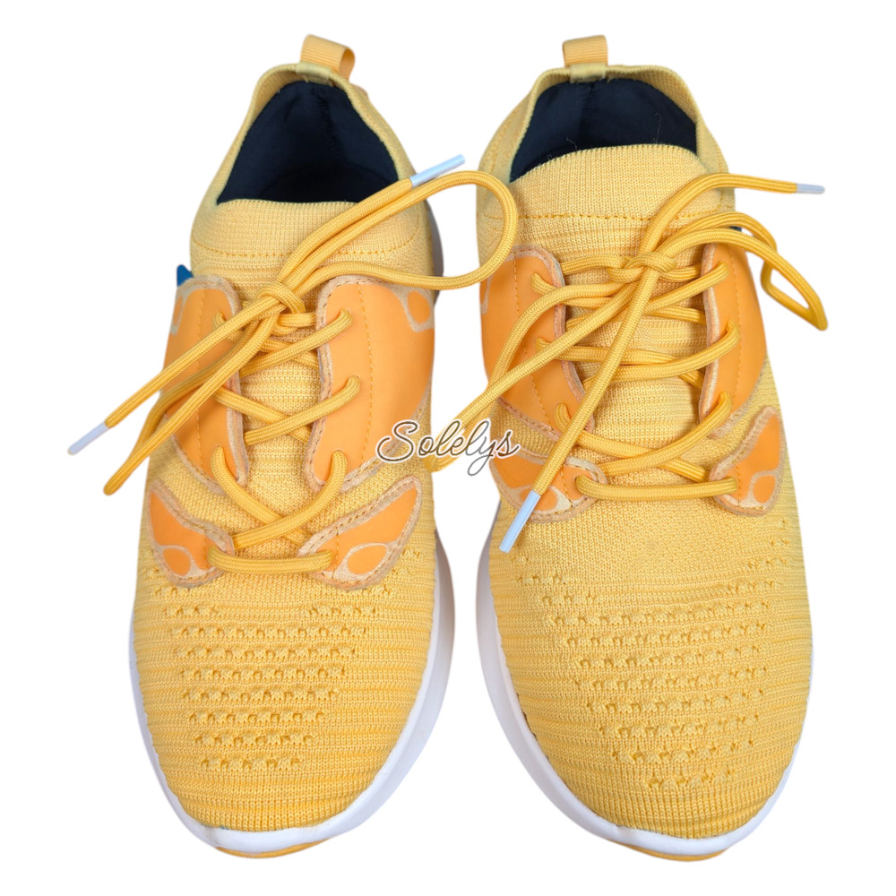 Vessi Everyday Move Womens 8 Honey Yellow White Waterproof Knit Lace Up Sneaker